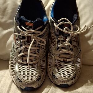 Brooks Gray and Blue Athletic Running Shoes with Breathable Mesh